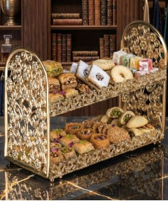 ZEYVE DIAMOND 2-LAYER PEARL PERFUME DISPENSER SHELF 14x24x30cm.6